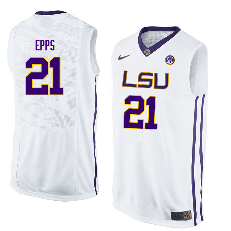 Men LSU Tigers #21 Aaron Epps College Basketball Jerseys-White